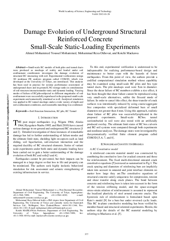 (PDF) Damage Evolution of Underground Structural Reinforced Concrete ...