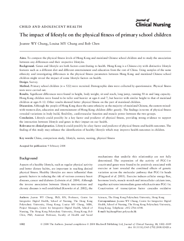 (PDF) The impact of lifestyle on the physical fitness of primary school ...