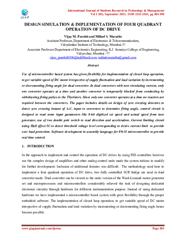 (PDF) 10. DESIGN SIMULATION & IMPLEMENTATION OF FOUR QUADRANT OPERATION ...