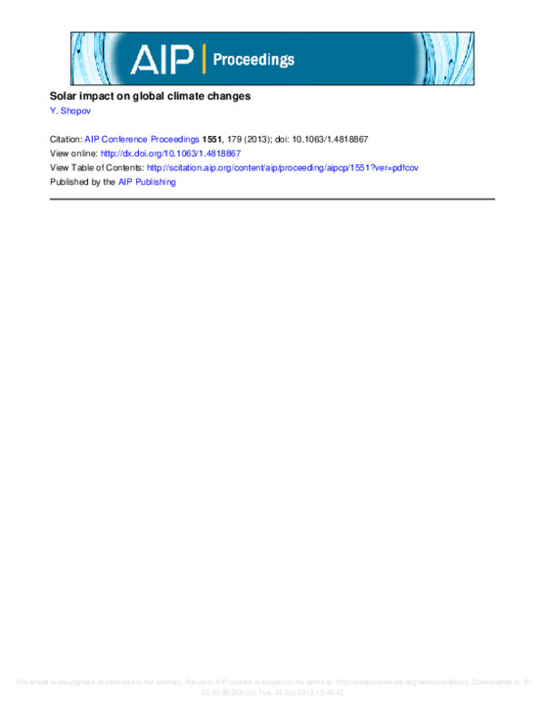 (PDF) Solar impact on global climate changes