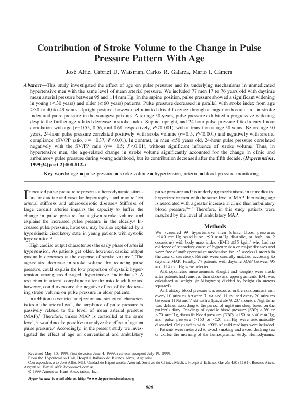  PDF Contribution Of Stroke Volume To The Change In Pulse Pressure