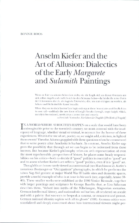 (PDF) Anselm Kiefer and the Art of Allusion: Dialectics of the Early ...