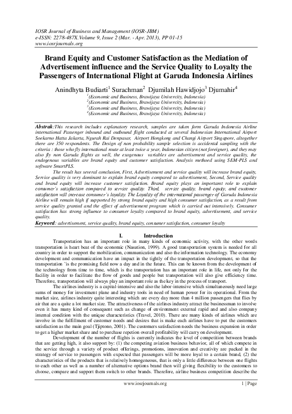(PDF) Brand Equity and Customer Satisfaction as the Mediation of ...
