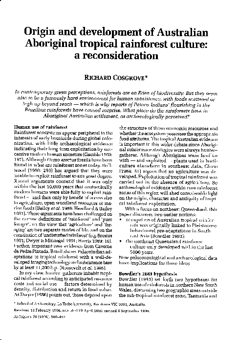 Origin and development of Australian tropical rainforest culture: a ...