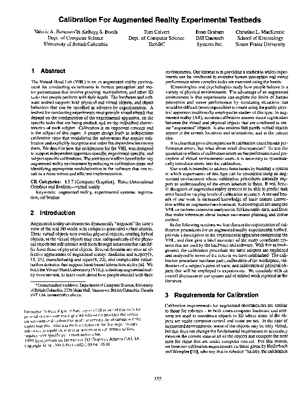 (PDF) Calibration for augmented reality experimental testbeds