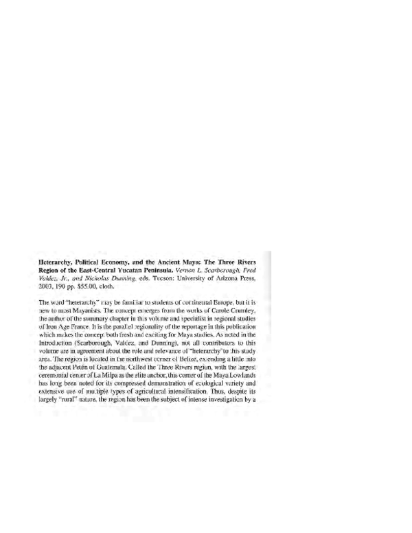 (PDF) Book Review Heterarchy, Political Economy, & the Ancient Maya The Three Rivers Region of