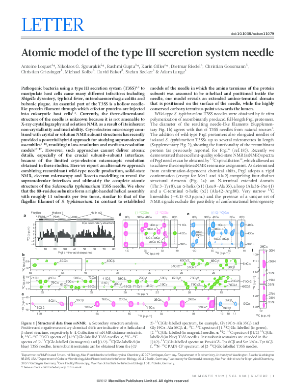 (PDF) Atomic model of the type III secretion system needle.