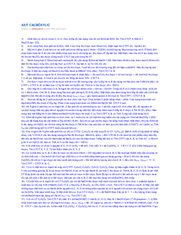 First page of “AXIT CACBÔXYLIC”