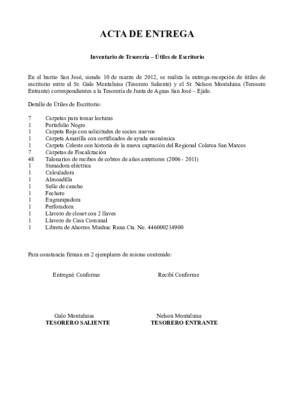 (PDF) ActasdeSalida James Gamboa Academia.edu