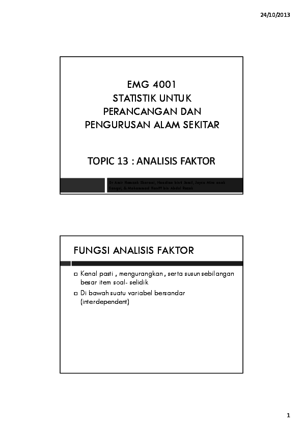 Pdf Statistik Lanjutan Analisis Faktor Amir Hamzah Sharaai Academia Edu