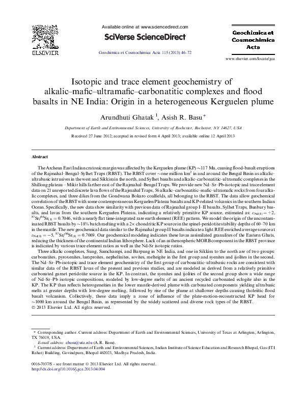 PDF) Isotopic and trace element geochemistry of alkalic