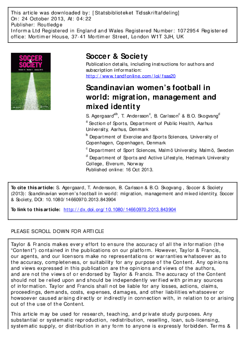 (PDF) Special issue of Soccer & Society from the Nordcorp group