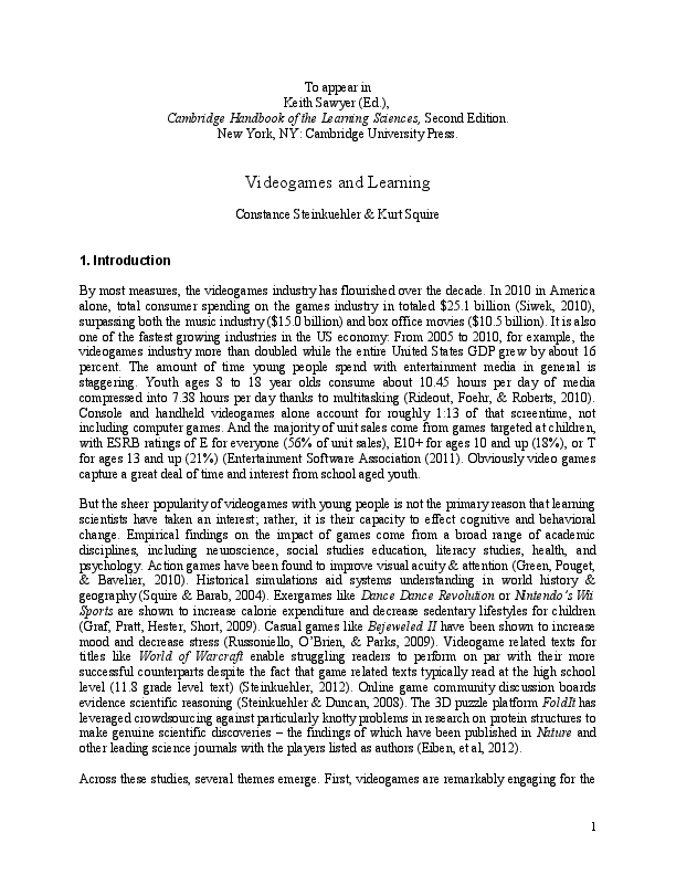 (DOC) Videogames and Learning kurt squire Academia.edu