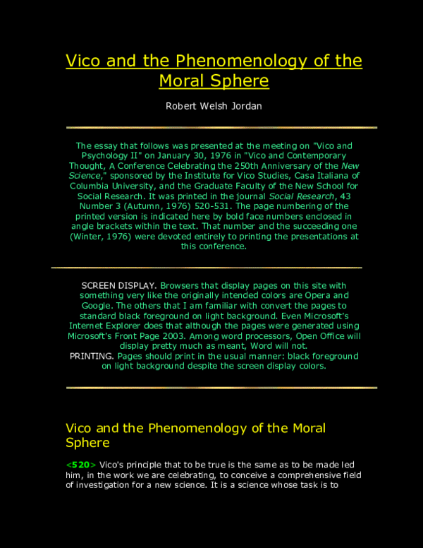 (PDF) Vico and the Phenomenology of the Moral Sphere