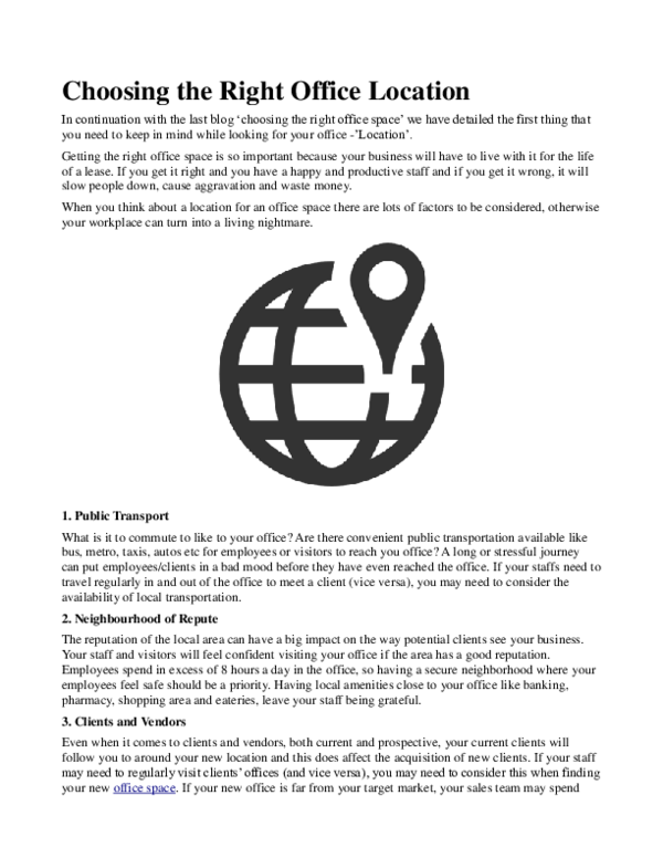 (PDF) Choosing the Right Office Location