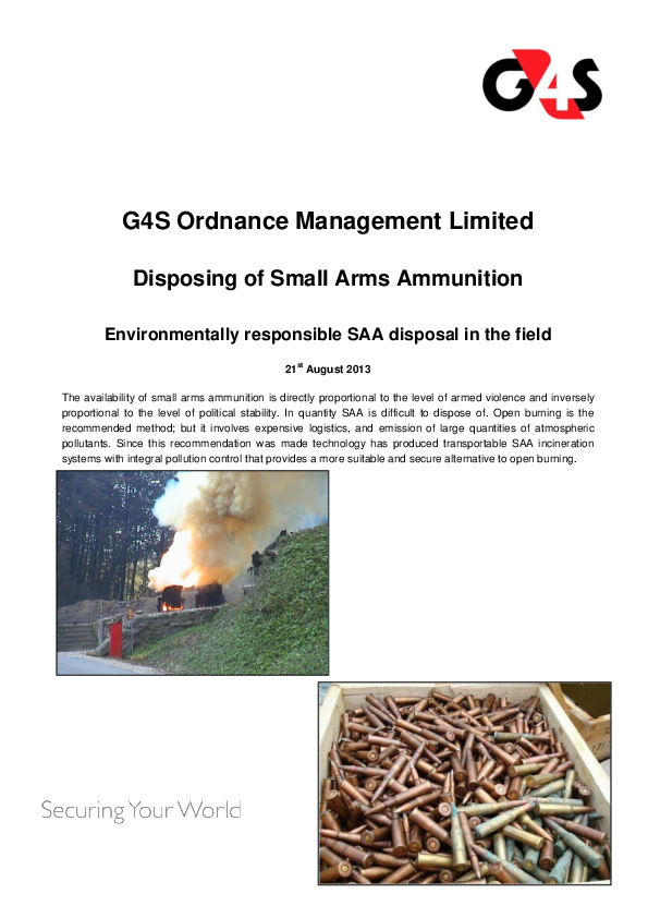 (DOC) Environmentally Responsible Disposal of Small Arms Ammunition in