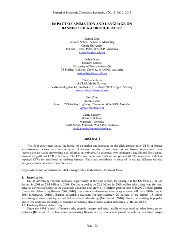 (PDF) IMPACT OF ANIMATION AND LANGUAGE ON BANNER CLICKTHROUGH RATES
