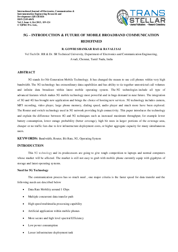 (PDF) 5G – Introduction & Future of Mobile Broadband Communication ...
