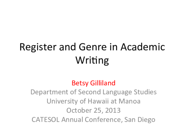 (PDF) Register and Genre in Academic Writing