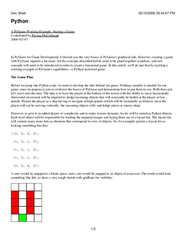 (PDF) Tutorial 01 Starting A Game