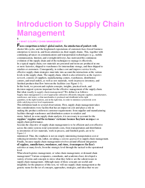 (DOC) CHAPTER 1 Introduction to Supply Chain Management 1 1.1 WHAT IS ...