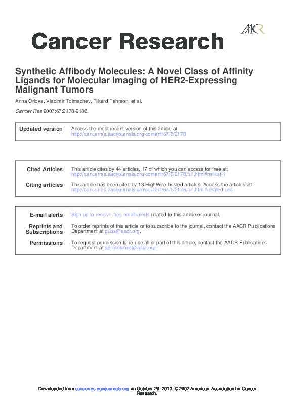 (PDF) Synthetic Affibody Molecules: A Novel Class of Affinity Ligands ...