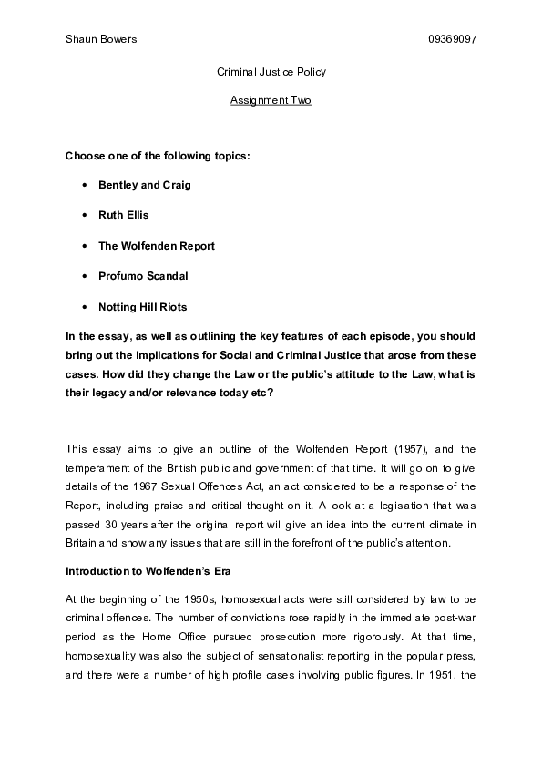 Wolfenden report essay image