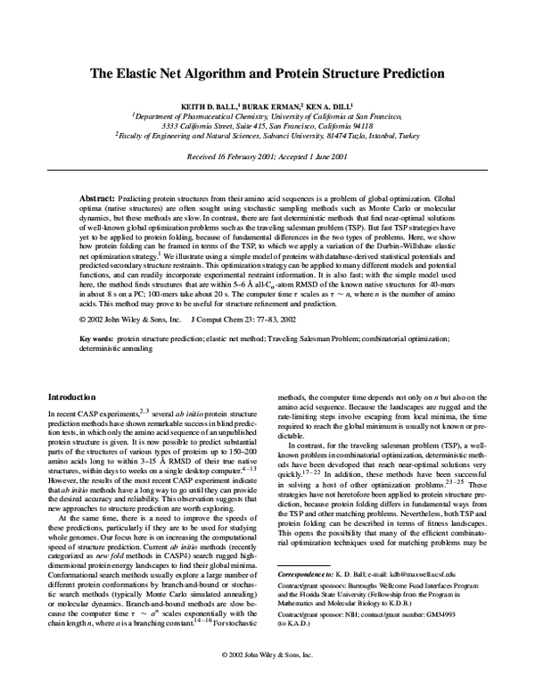 (PDF) The Elastic Net Algorithm and Protein Structure Prediction