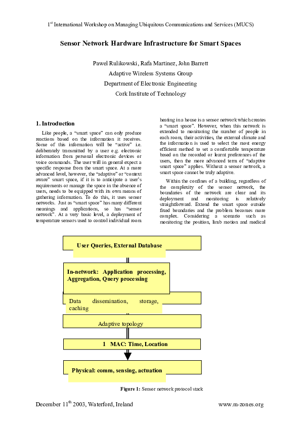(PDF) Sensor Network Hardware Infrastructure for Smart Spaces