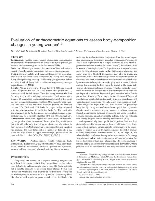 (PDF) Evaluation of anthropometric equations to assess body composition ...