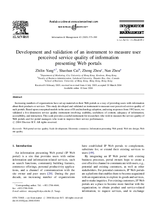 (PDF) Development and validation of an instrument to measure user ...
