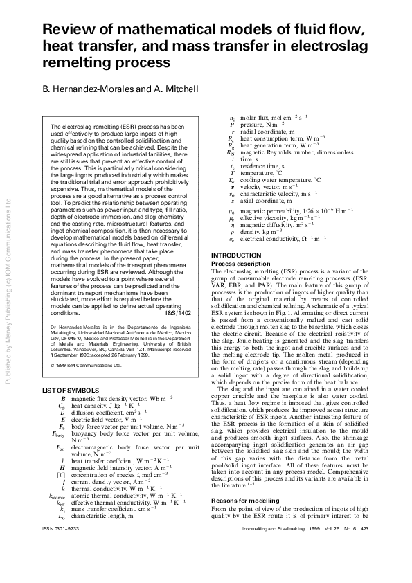 (PDF) Review of mathematical models of fluid flow, heat transfer, and ...