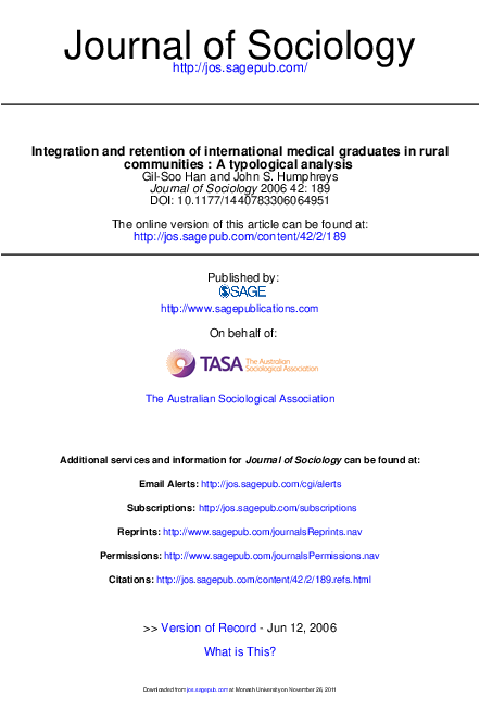 (PDF) Integration and retention of international medical graduates in ...