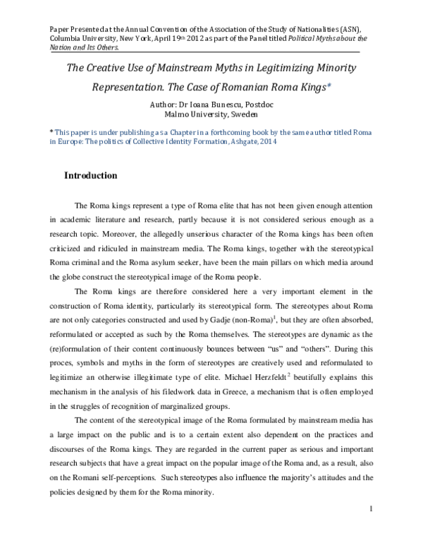 (PDF) The Creative Use of Mainstream Myths in Legitimizing Minority ...