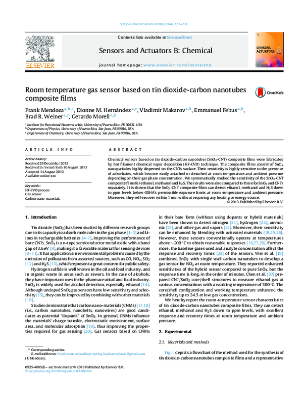 (PDF) Room temperature gas sensor based on tin dioxide-carbon nanotubes ...