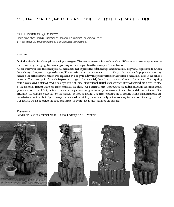 (PDF) Virtual images, Models and Copies: prototyping Textures