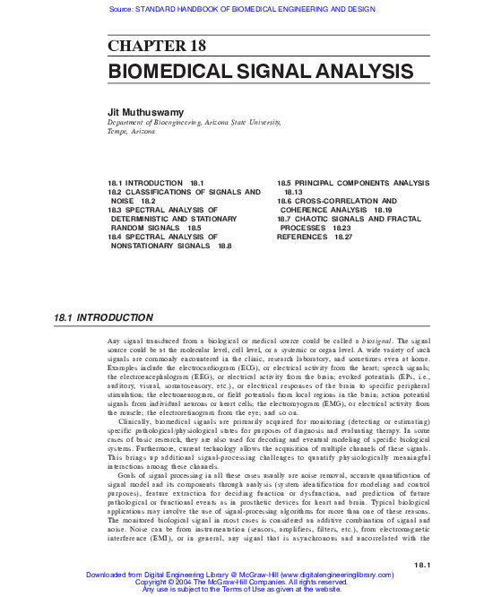 (PDF) BIOMEDICAL SIGNAL ANALYSIS Ozell Sanders Academia.edu