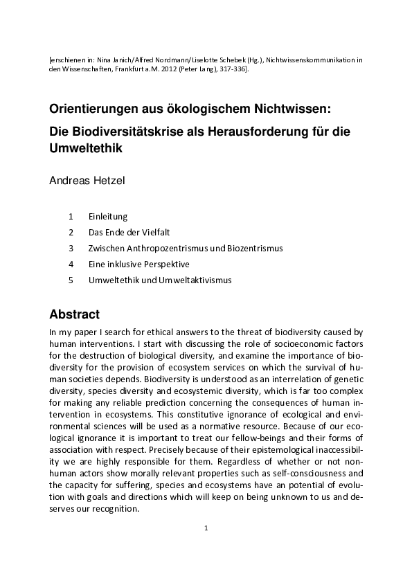 Umweltethik essay image