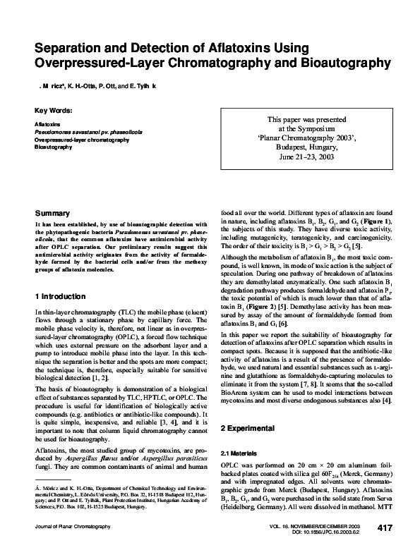 (PDF) Journal of Planar Chromatography Ernő Tyihák Academia.edu