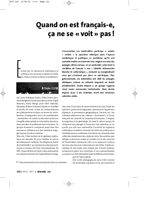 Quand on est française, ça ne se « voit » pas