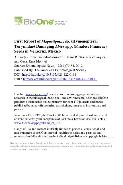 (PDF) First report of Megastigmus sp. (Hymenoptera: Torymidae) damaging ...