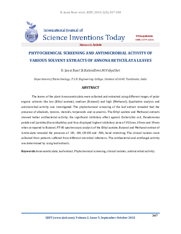 (PDF) PHYTOCHEMICAL SCREENING AND ANTIMICROBIAL ACTIVITY OF VARIOUS ...