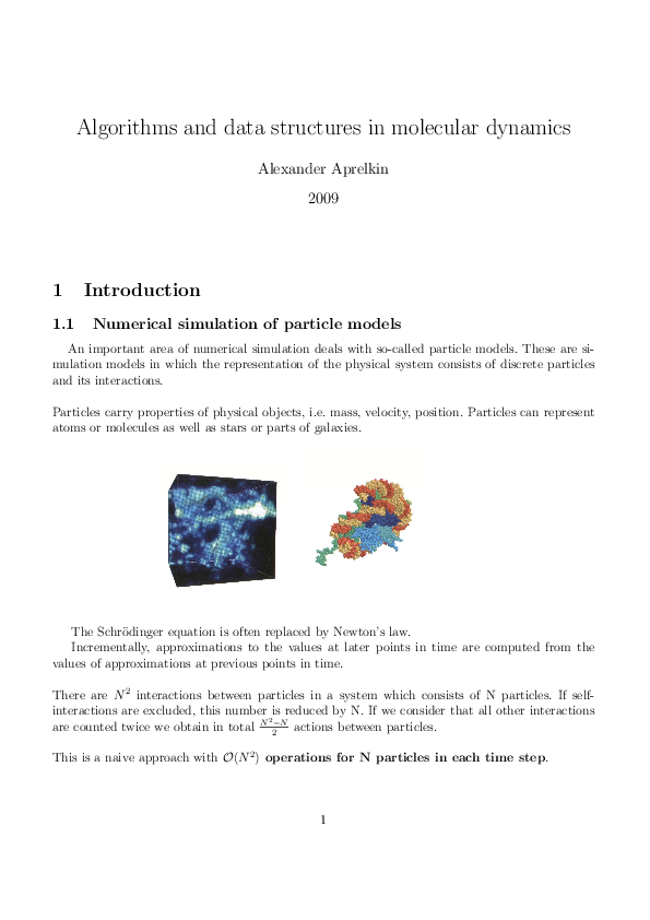 (PDF) Seminar paper: Algorithms and data structures in molecular dynamics