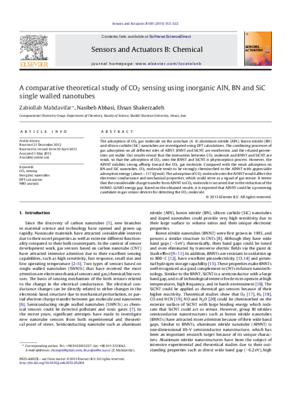 (PDF) A comparative theoretical study of CO2sensing using inorganic AlN ...