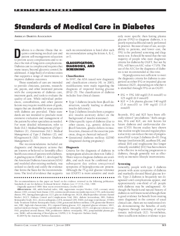 (PDF) Standards of Medical Care in Diabetes