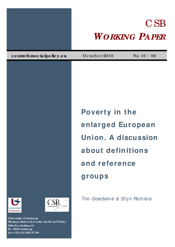 (PDF) Poverty in the enlarged European Union. A discussion about ...