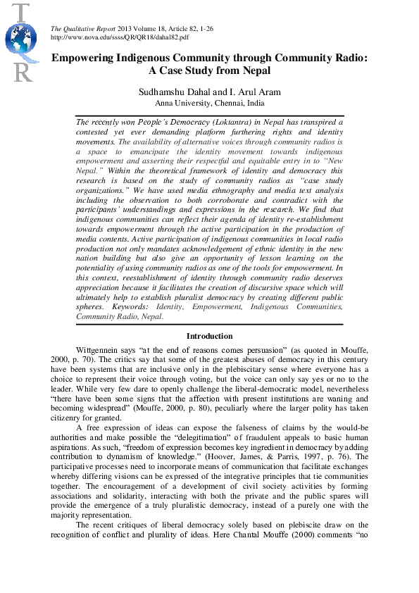 (PDF) Empowering Indigenous Community through Community Radio: A Case ...
