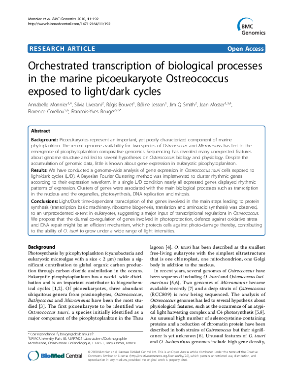 (PDF) Orchestrated transcription of biological processes in the marine ...