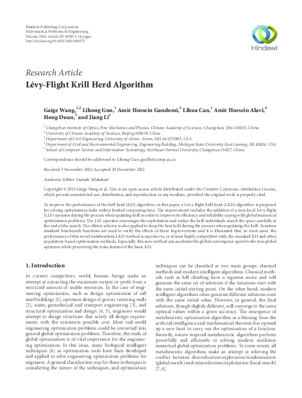 (PDF) Lévy-Flight Krill Herd Algorithm