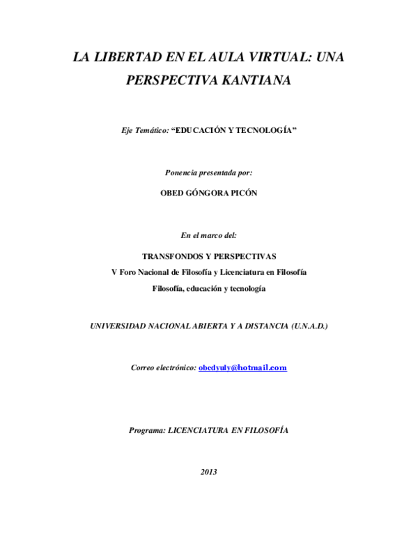  pdf la libertad en el aula virtual una perspectiva kantiana